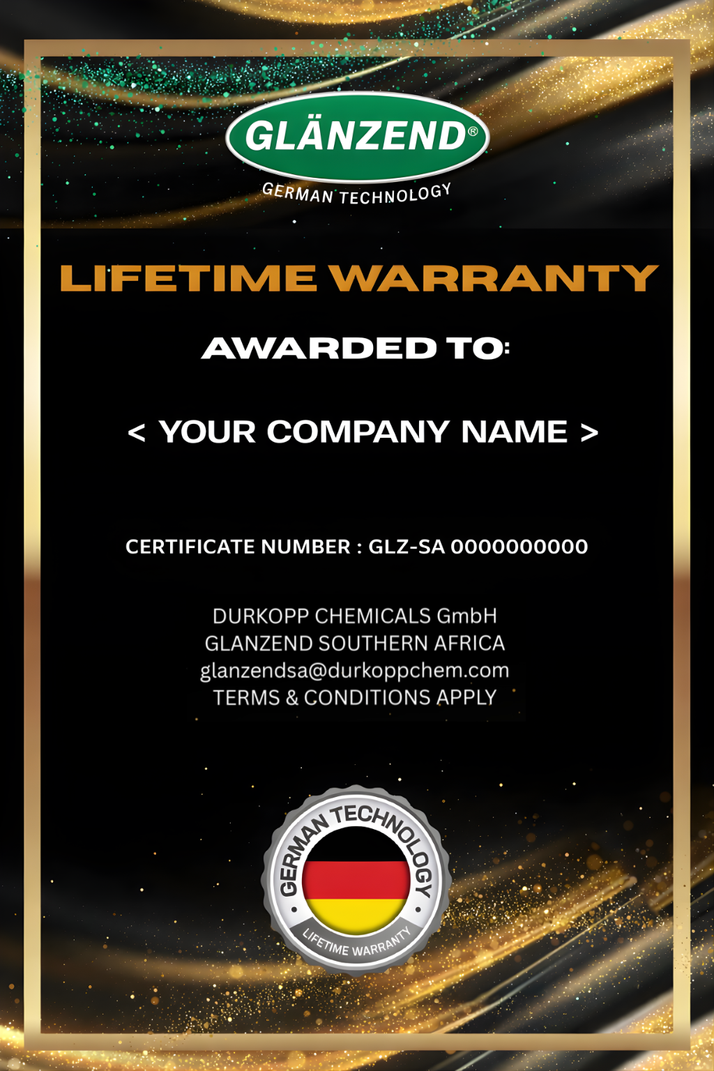 Official Warranty Certificate